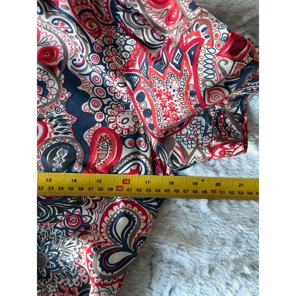 Banana Republic Women S 100% Silk Paisley Shirt Dress Red Navy Boho Preppy - Picture 6 of 6